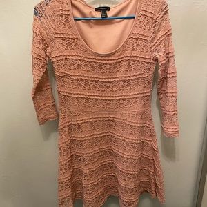 Blush pink flowy lace dress